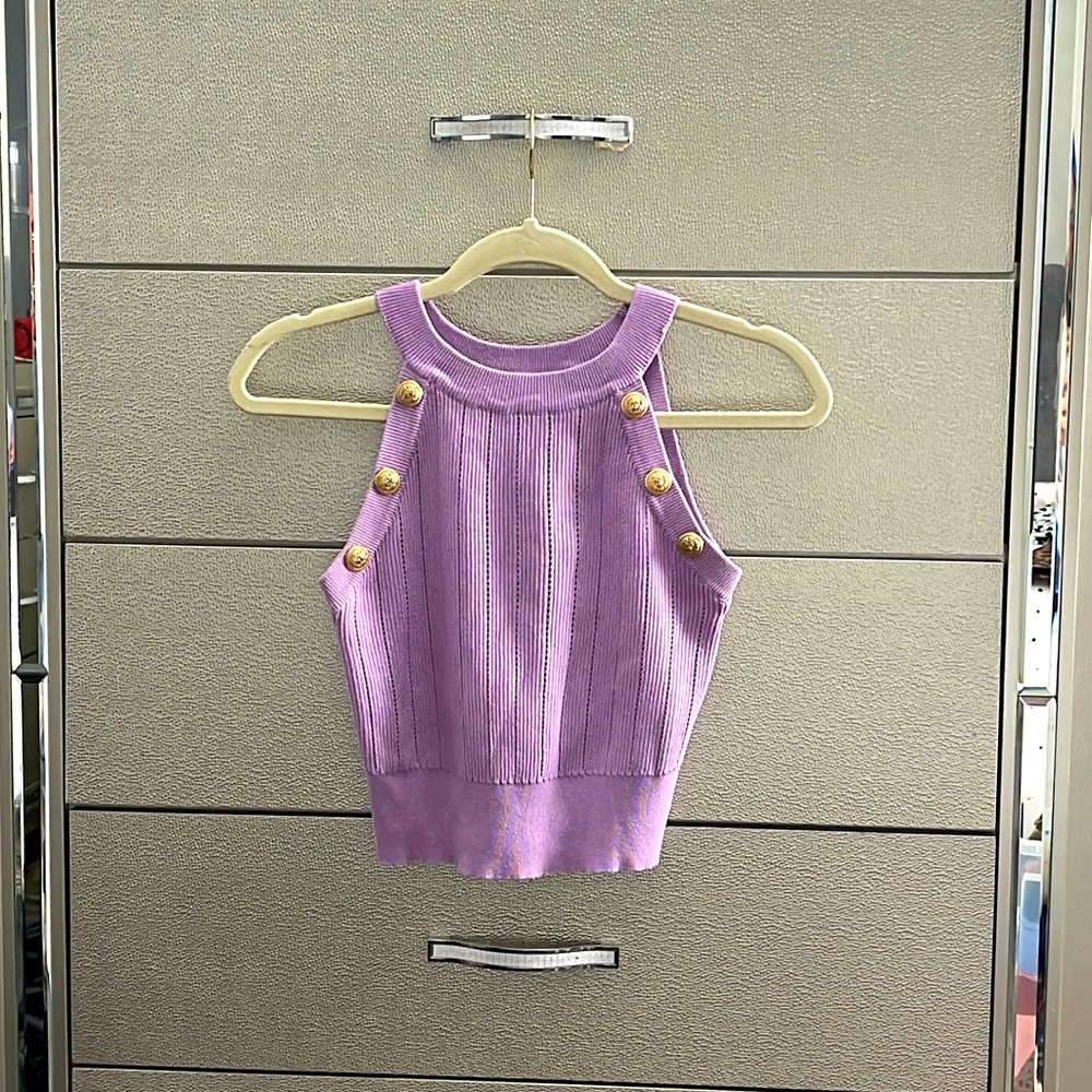 Purple Top with Gold Buttons
